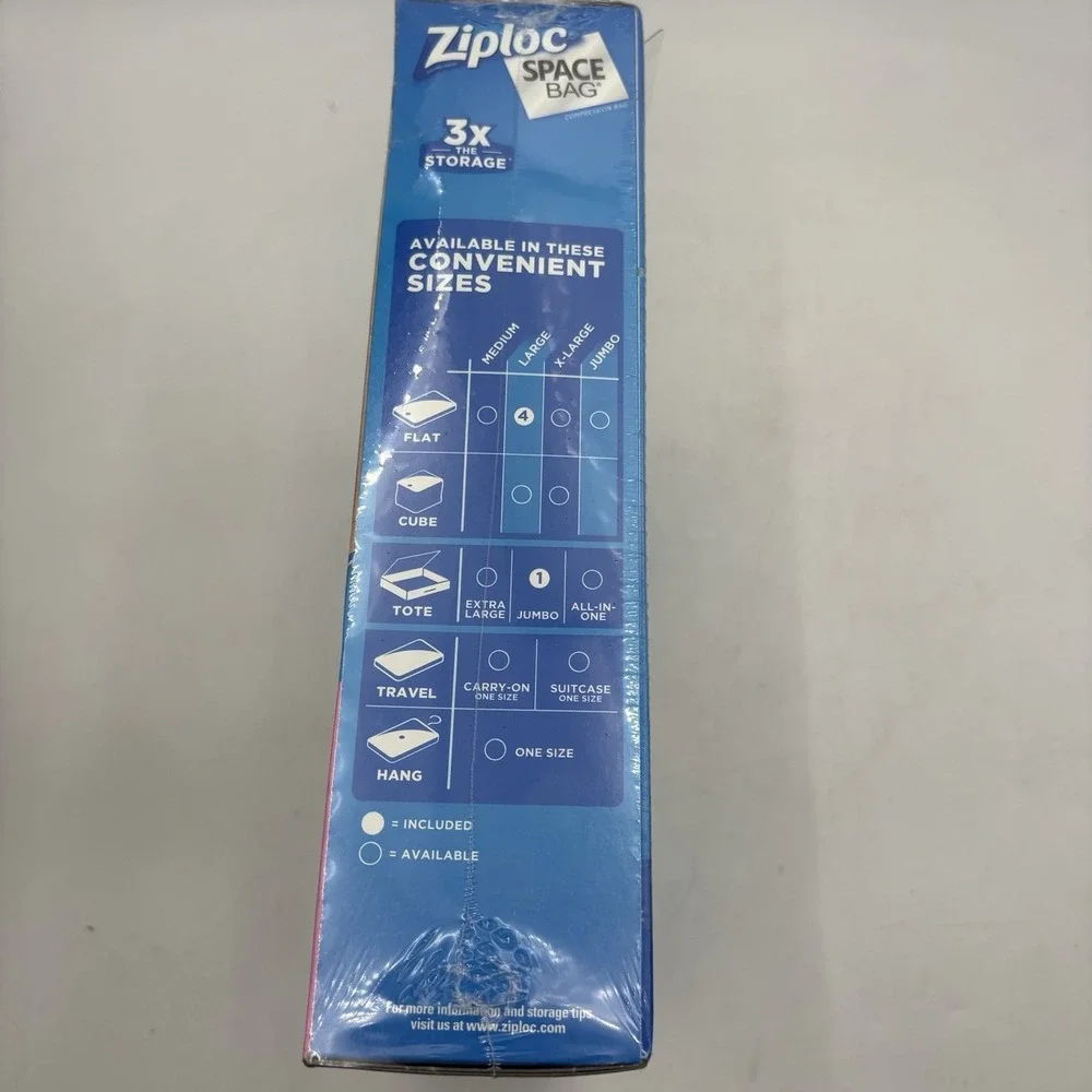 Ziploc Space Bag Clothing 1 Jumbo Tote 4 Large Flat Storage Bags Reusable New